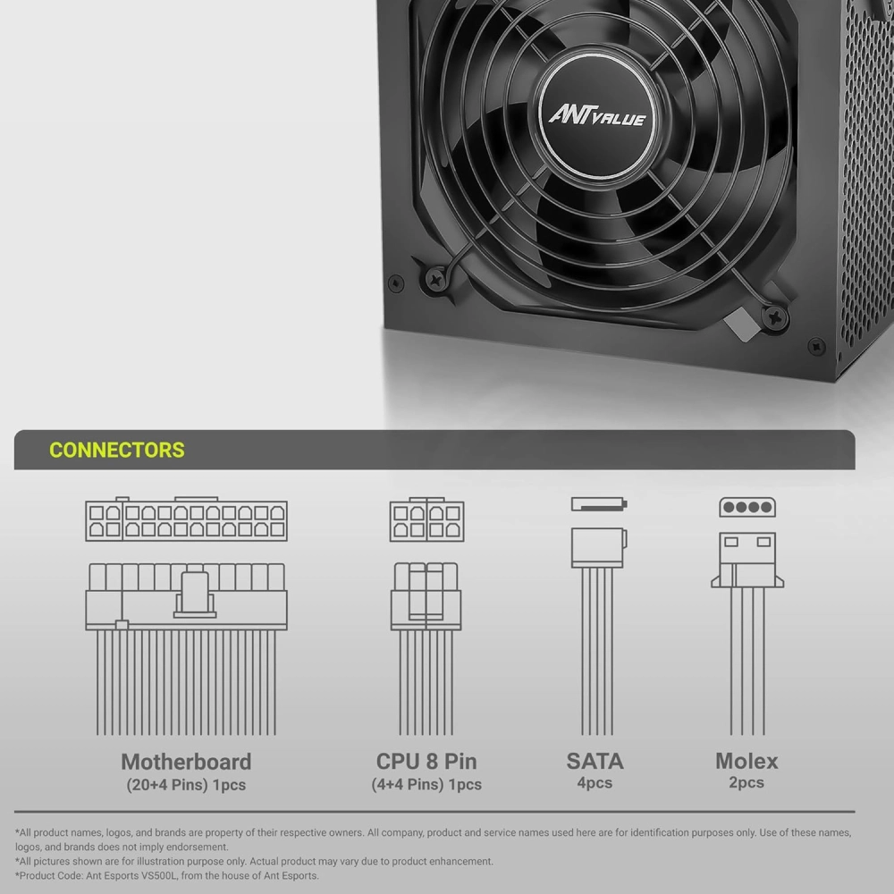 Ant Value Desktop Power Supply 500w ECO500 view 3